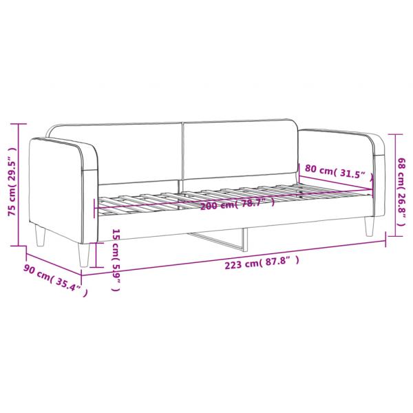 Tagesbett Dunkelgrau 80x200 cm Stoff