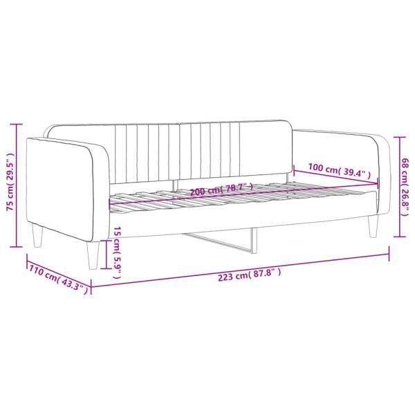 Tagesbett Schwarz 100x200 cm Samt