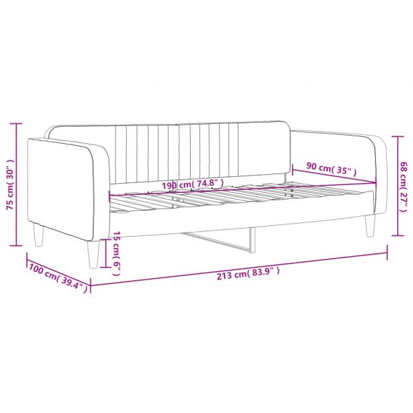 Tagesbett Hellgrau 90x190 cm Samt