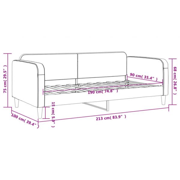 Tagesbett Dunkelgrau 90x190 cm Stoff