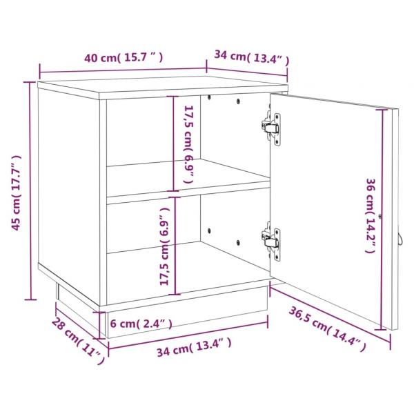 Nachttische 2 Stk. Grau 40x34x45 cm Massivholz Kiefer