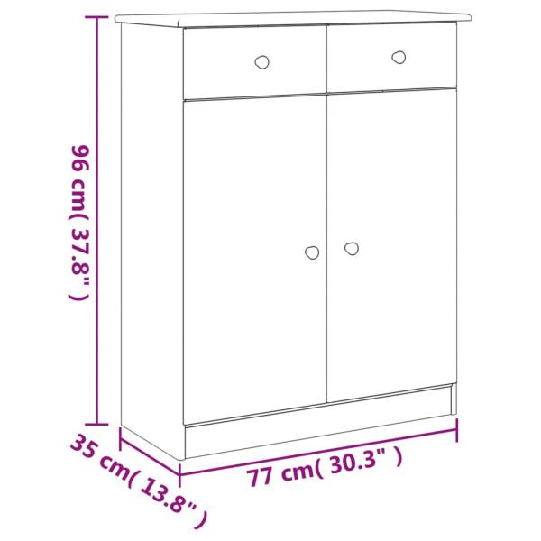 Schuhschrank ALTA Weiß 77x35x96 cm Massivholz Kiefer