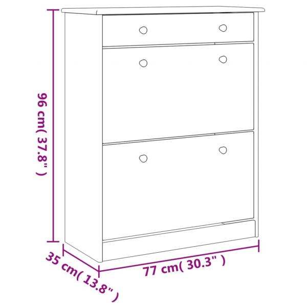 Schuhschrank ALTA Weiß 77x35x96 cm Massivholz Kiefer