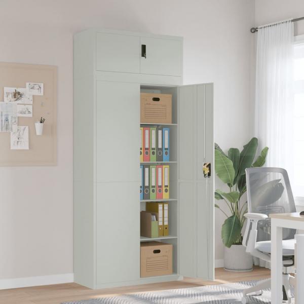 ARDEBO.de - Aktenschrank Hellgrau 90x40x220 cm Stahl