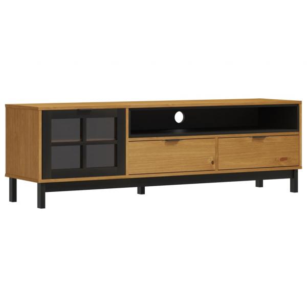 TV-Schrank mit Glastür FLAM 158x40x50 cm Massivholz Kiefer