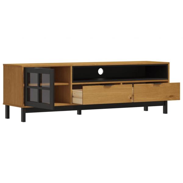 TV-Schrank mit Glastür FLAM 158x40x50 cm Massivholz Kiefer