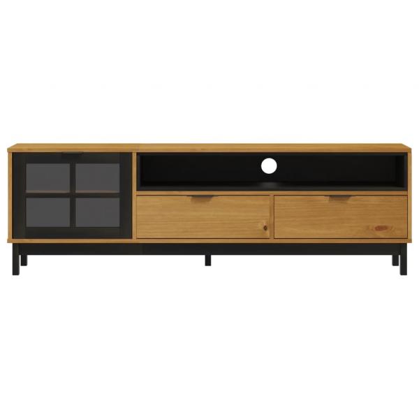 TV-Schrank mit Glastür FLAM 158x40x50 cm Massivholz Kiefer