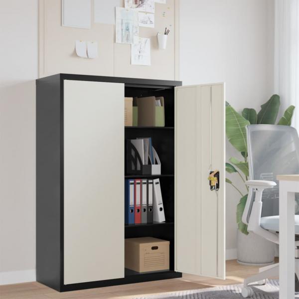 ARDEBO.de - Aktenschrank Anthrazit und Weiß 90x40x140 cm Stahl