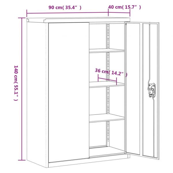 Aktenschrank Schwarz 90x40x140 cm Stahl