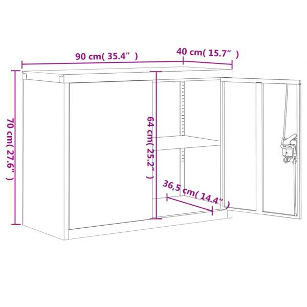 Aktenschrank Hellgrau 90x40x70 cm Stahl