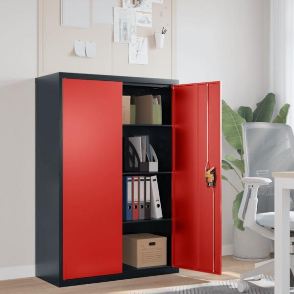 ARDEBO.de - Aktenschrank Anthrazit und Rot 90x40x140 cm Stahl