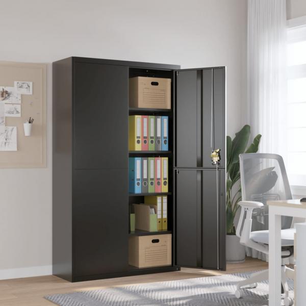 ARDEBO.de - Aktenschrank Schwarz 105x40x180 cm Stahl