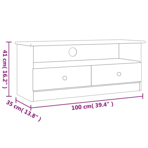 TV-Schrank mit Schubladen ALTA 100x35x41 cm Massivholz Kiefer