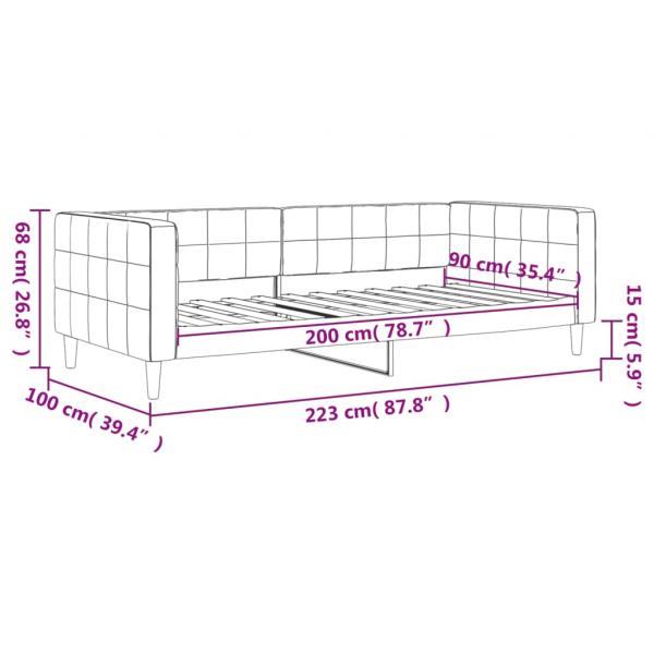 Tagesbett Hellgrau 90x200 cm Samt