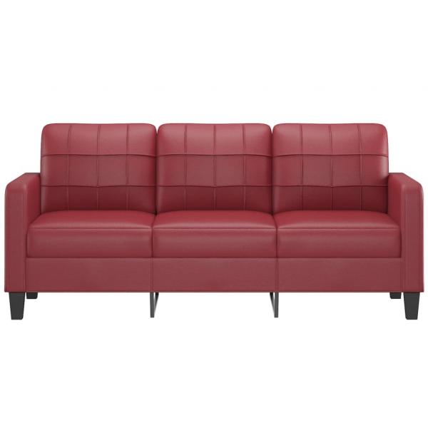 3-Sitzer-Sofa Weinrot 180 cm Kunstleder