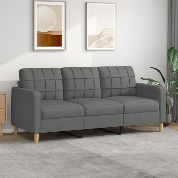 ARDEBO.de - 3-Sitzer-Sofa Dunkelgrau 180 cm Stoff