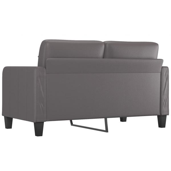 2-Sitzer-Sofa Grau 140 cm Kunstleder