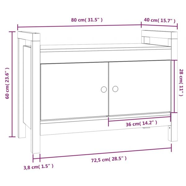 Flurbank Weiß 80x40x60 cm Massivholz Kiefer