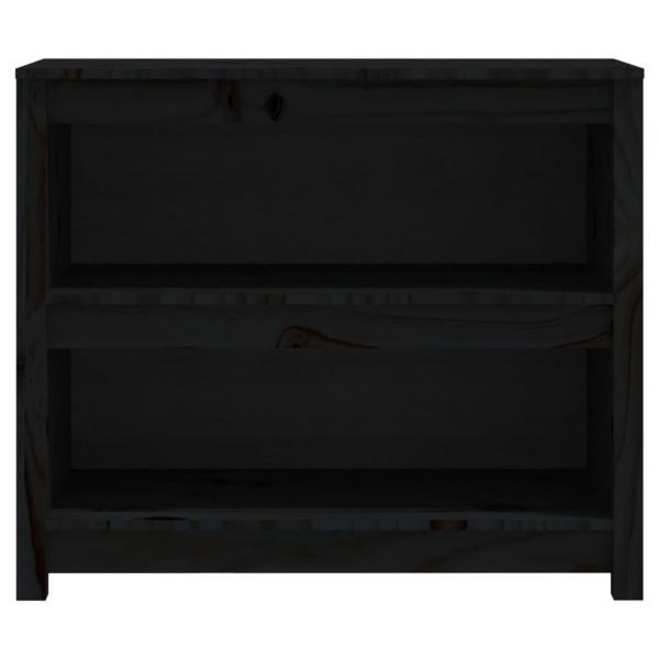 Bücherregal Schwarz 80x35x68 cm Massivholz Kiefer