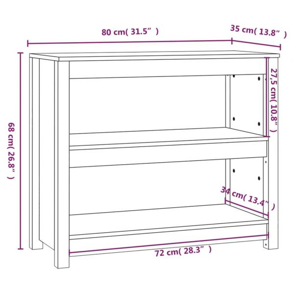 Bücherregal Schwarz 80x35x68 cm Massivholz Kiefer