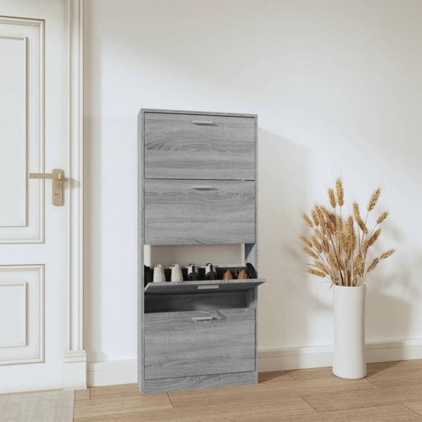 ARDEBO.de - Schuhschrank Grau Sonoma 59x17x150 cm Holzwerkstoff