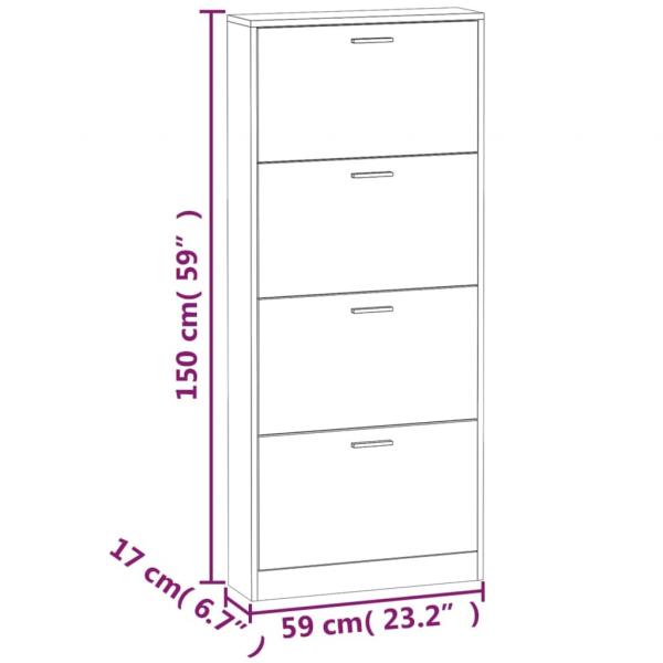 Schuhschrank Braun Eichen-Optik 59x17x150 cm Holzwerkstoff