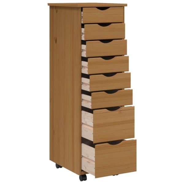 Rollschrank mit Schubladen MOSS Honigbraun Massivholz Kiefer