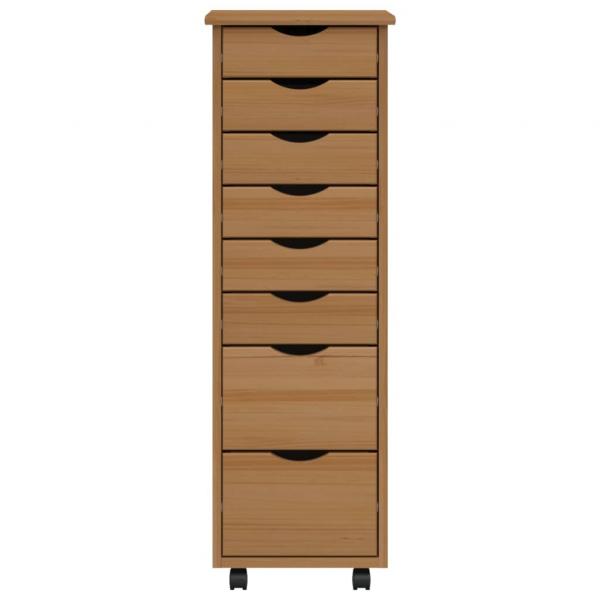 Rollschrank mit Schubladen MOSS Honigbraun Massivholz Kiefer