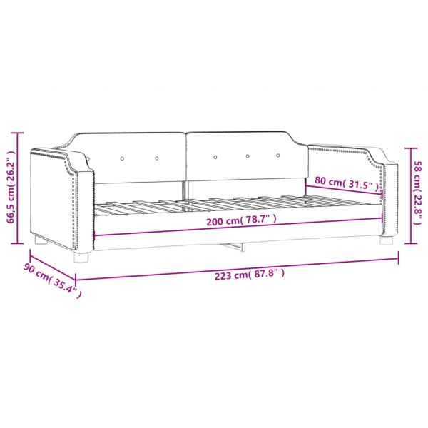 Tagesbett Dunkelgrau 80x200 cm Stoff