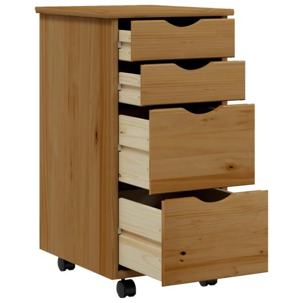 Rollschrank mit Schubladen MOSS Honigbraun Massivholz Kiefer