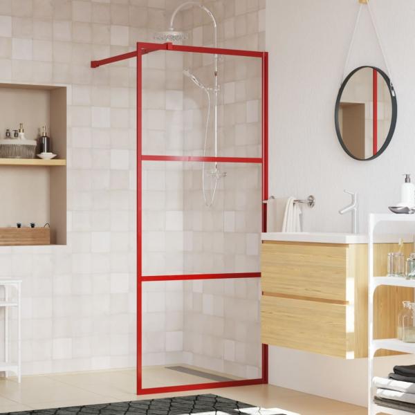 ARDEBO.de - Duschwand für Begehbare Dusche mit ESG Klarglas Rot 80x195 cm