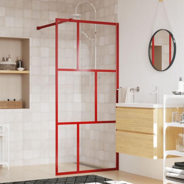 ARDEBO.de - Duschwand für Begehbare Dusche mit ESG Klarglas Rot 90x195 cm