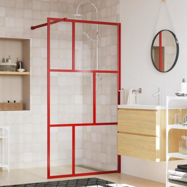 ARDEBO.de - Duschwand für Begehbare Dusche mit ESG Klarglas Rot 115x195 cm