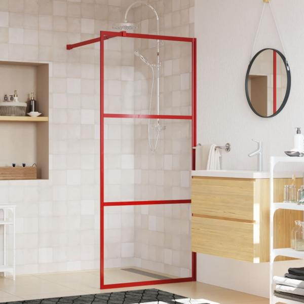 ARDEBO.de - Duschwand für Begehbare Dusche mit ESG Klarglas Rot 90x195 cm