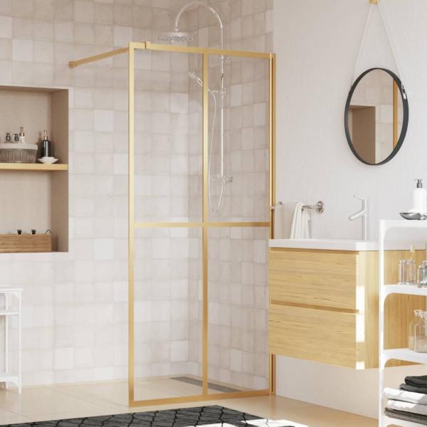 ARDEBO.de - Duschwand für Begehbare Dusche mit ESG Klarglas Golden 80x195cm