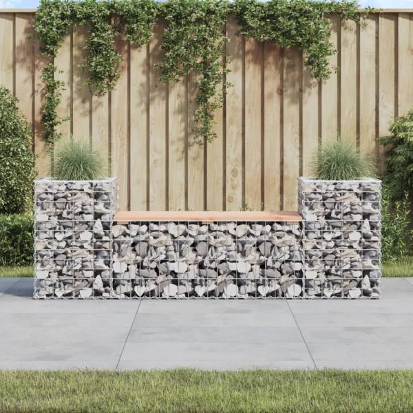 ARDEBO.de - Gartenbank aus Gabionen 183x41x60,5 cm Massivholz Douglasie