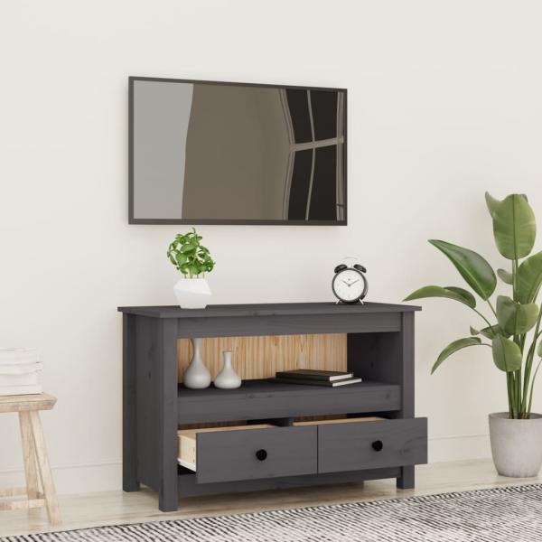 TV-Schrank Grau 79x35x52 cm Massivholz Kiefer