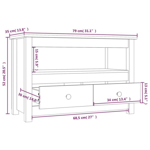 TV-Schrank Grau 79x35x52 cm Massivholz Kiefer