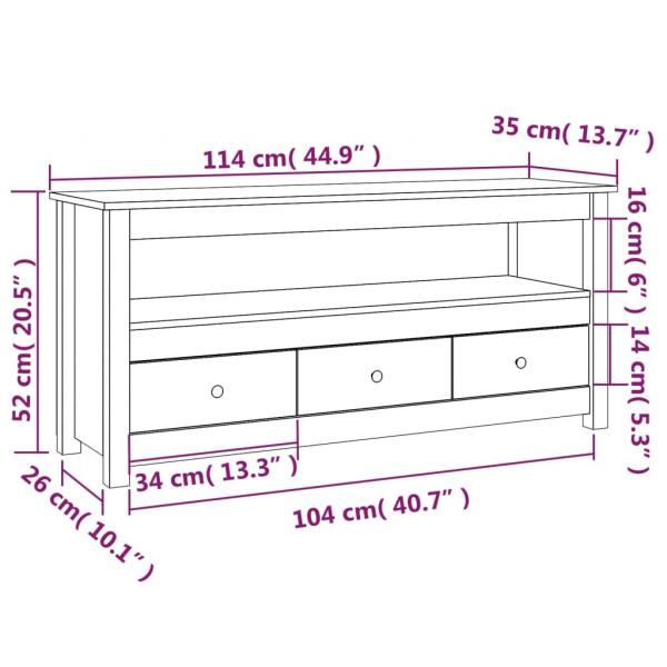 TV-Schrank 114x35x52 cm Massivholz Kiefer