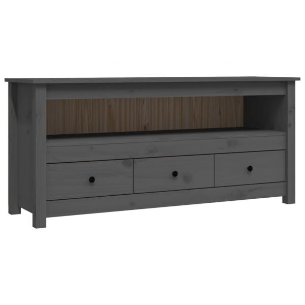 TV-Schrank Grau 114x35x52 cm Massivholz Kiefer