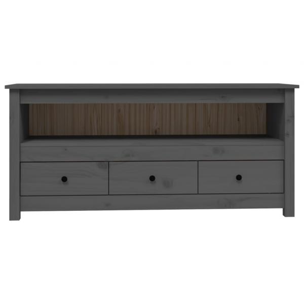 TV-Schrank Grau 114x35x52 cm Massivholz Kiefer