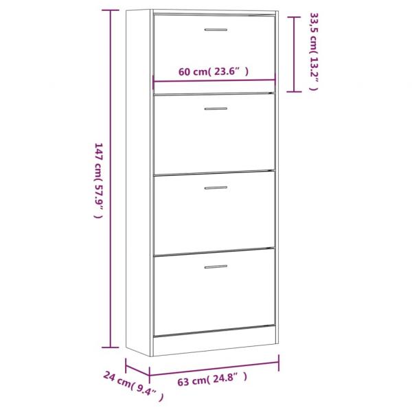 Schuhschrank Sonoma-Eiche 63x24x147 cm Holzwerkstoff