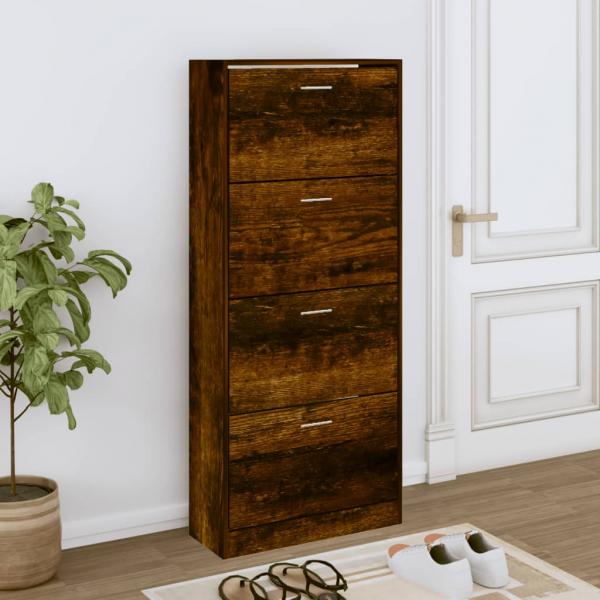 ARDEBO.de - Schuhschrank Räuchereiche 63x24x147 cm Holzwerkstoff