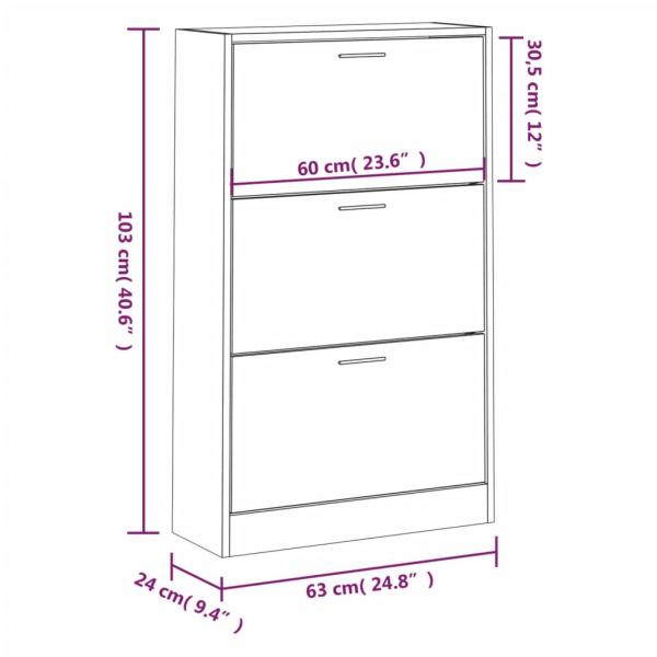 Schuhschrank Weiß 63x24x103 cm Holzwerkstoff