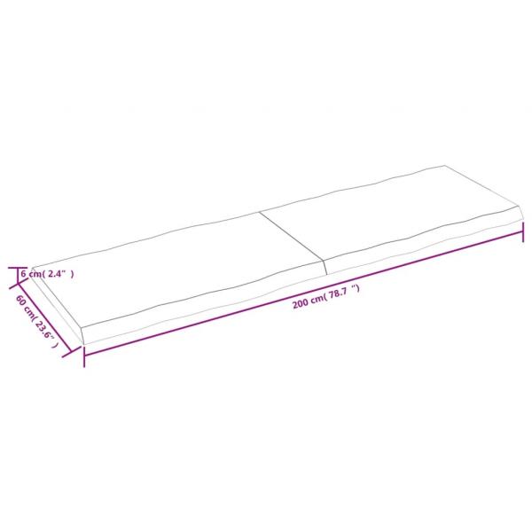 Tischplatte 200x60x(2-6) cm Massivholz Behandelt Baumkante