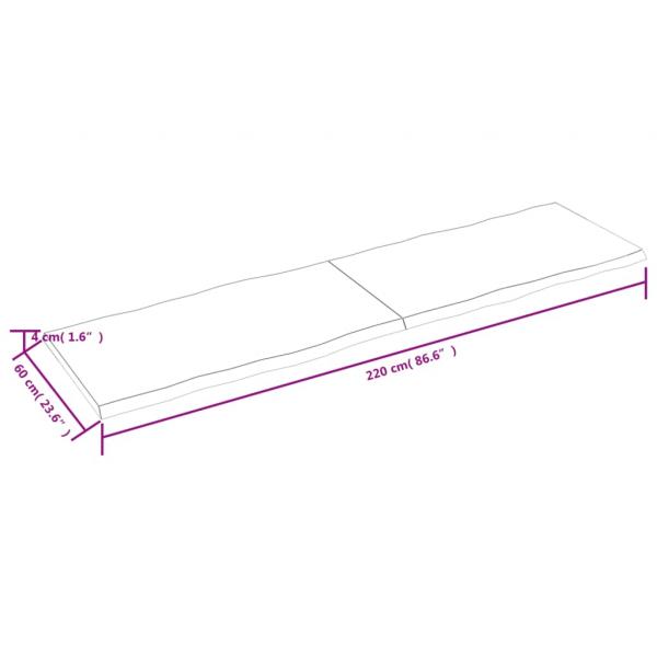 Tischplatte 220x60x(2-4) cm Massivholz Behandelt Baumkante