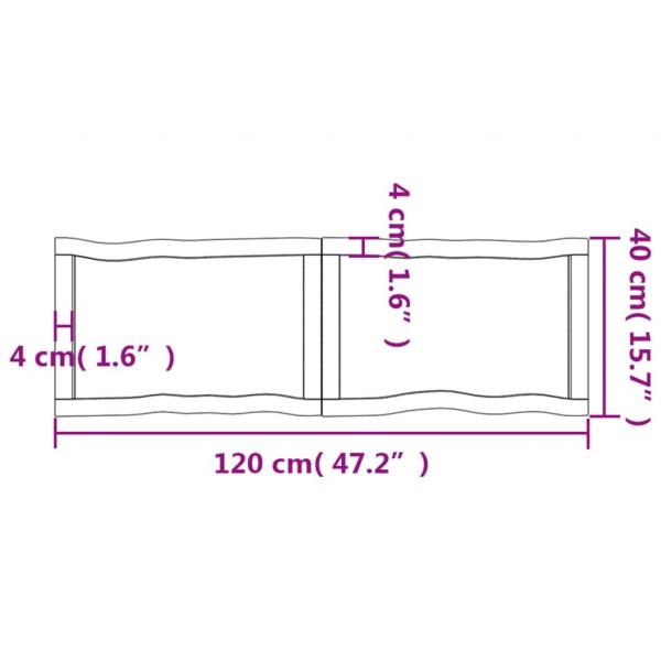 Tischplatte 120x40x(2-4) cm Massivholz Behandelt Baumkante