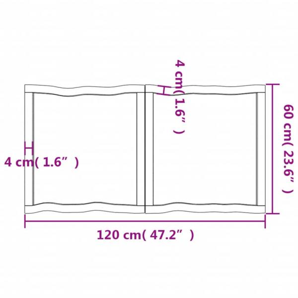 Tischplatte 120x60x(2-6) cm Massivholz Behandelt Baumkante