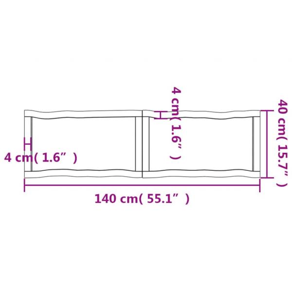 Tischplatte 140x40x(2-4) cm Massivholz Behandelt Baumkante