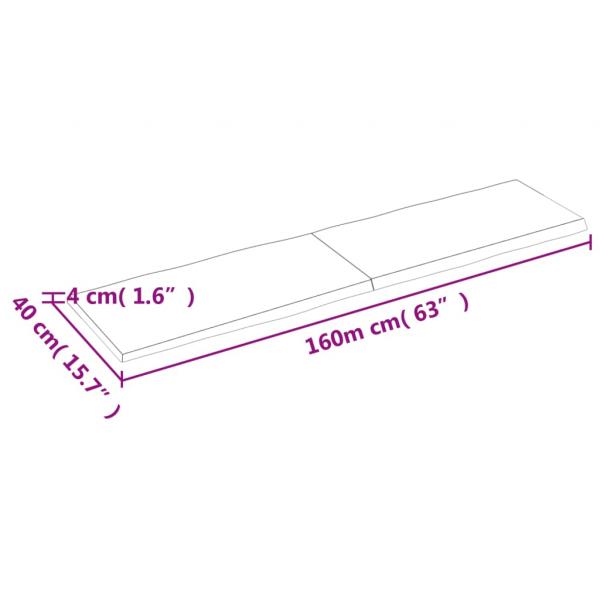 Tischplatte 160x40x(2-4) cm Massivholz Behandelt Baumkante